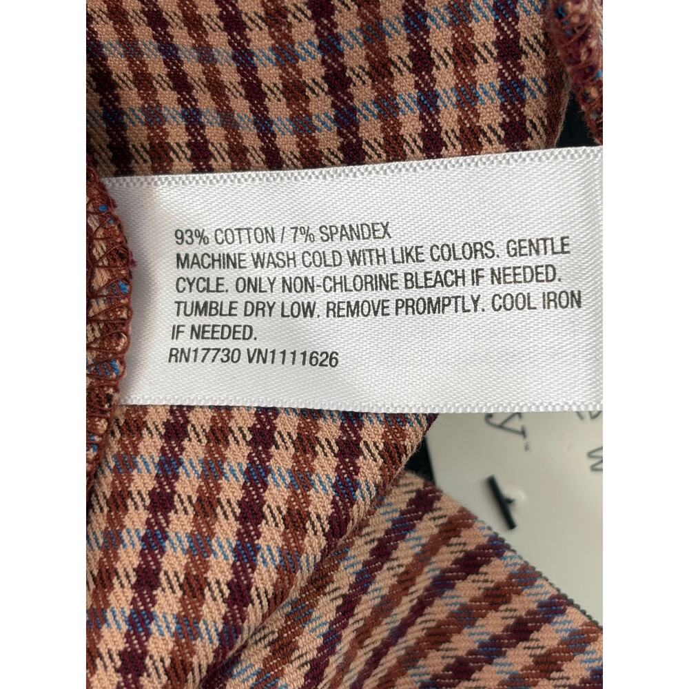 A New Day Ankle Pants 16 Brown Red Plaid High‎ Rise Stretch Dark Academia - Picture 10 of 10